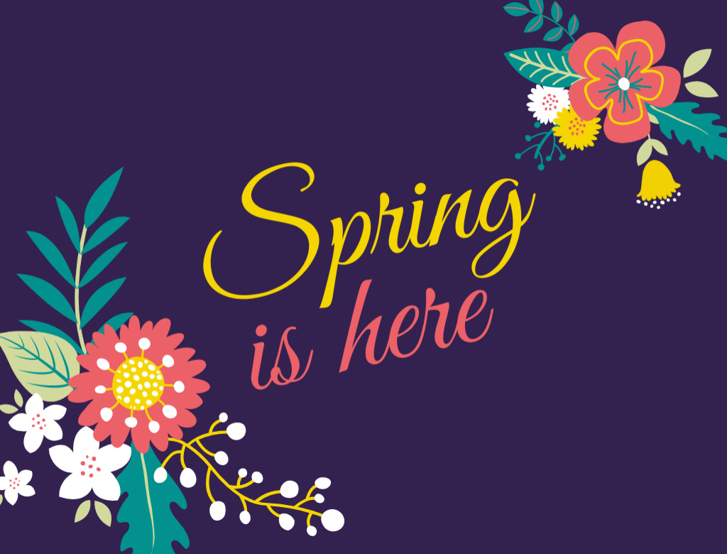 Bright Blooming Flowers In Purple Postcard 4.2x5.5in Design Template