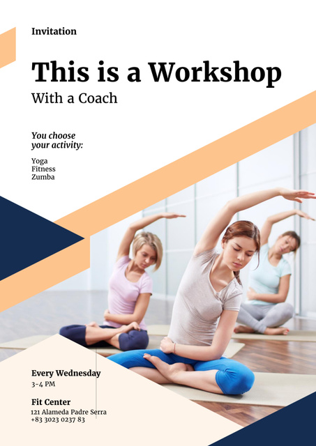 Sports and Yoga Studio Training Poster B2デザインテンプレート