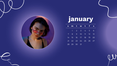 stylové mladé dívky Calendar Šablona návrhu