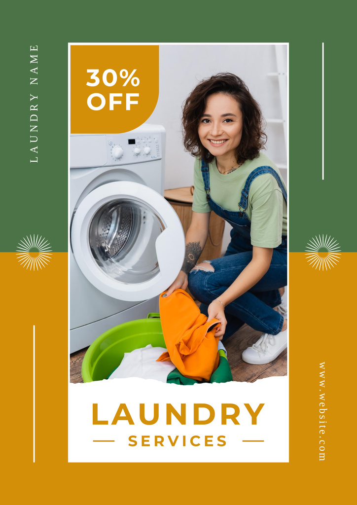 Professional Laundry Services' Ad Layout Poster Design Template