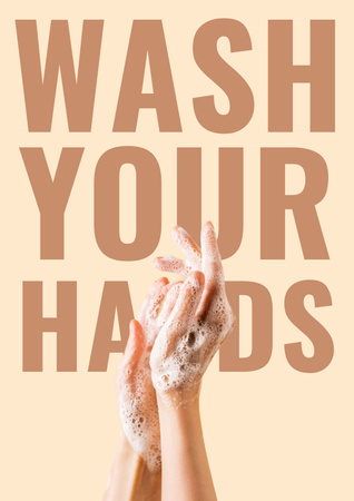 Hands Washing Motivation Poster Design Template