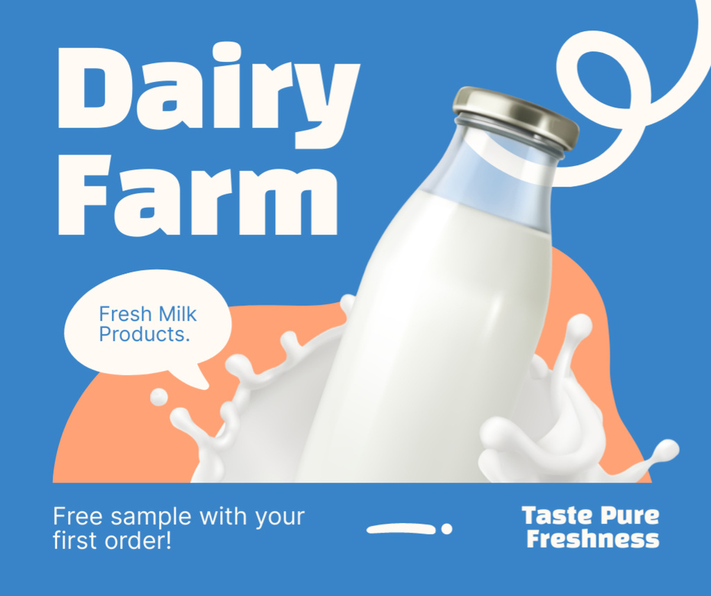 Szablon projektu Offer by Dairy Farm on Blue Facebook