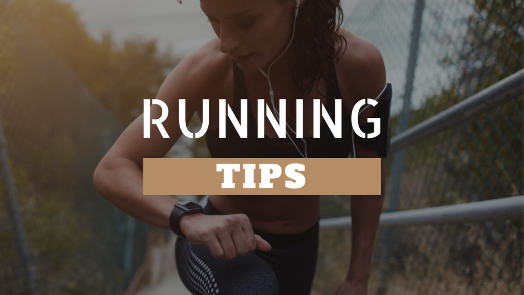 Running Tips Woman Running in City Youtube Thumbnail Tasarım Şablonu