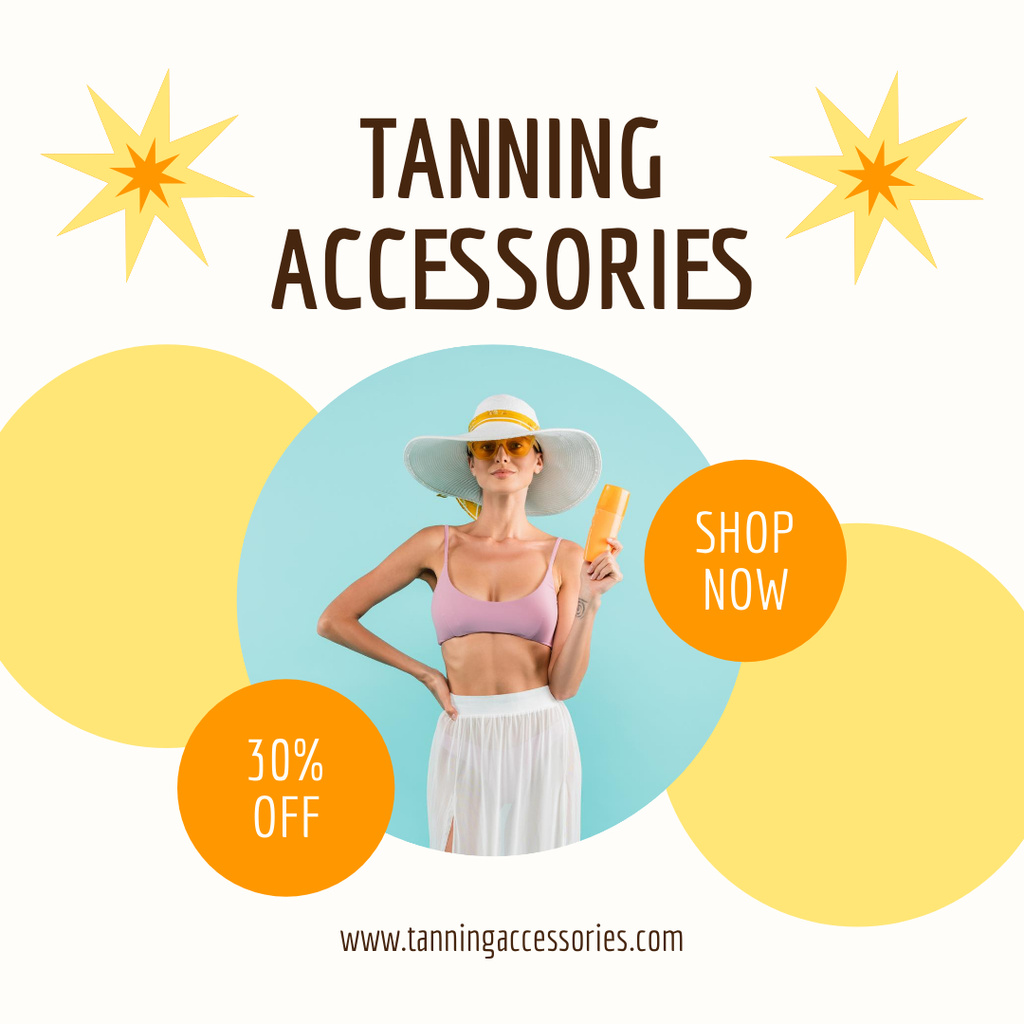 Designvorlage Offer Discounts on Safe Tanning Accessories für Instagram AD