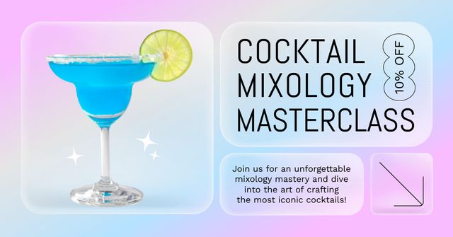 Ontwerpsjabloon van Facebook AD van Masterclass on Mixology of Cocktails with Discount