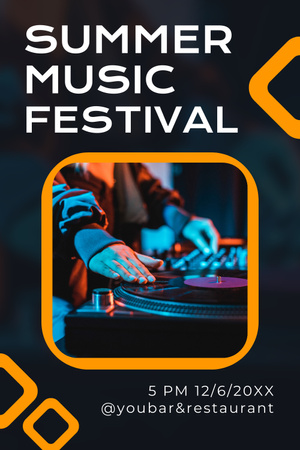 Summer Music Festival Announcement Pinterest Design Template