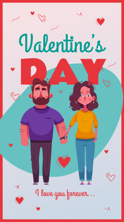 Designvorlage valentinstag mit romantischem paar an der hand für Instagram Story