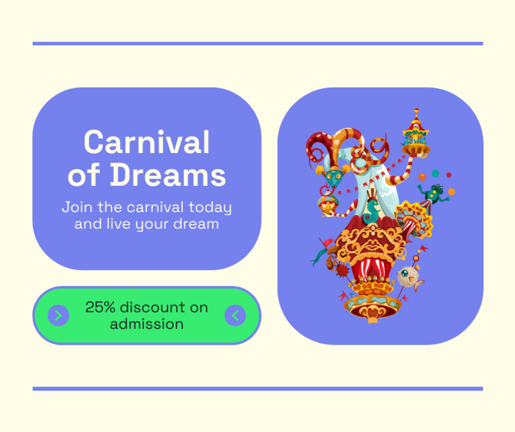 Spectacular Attractions And Carnival With Discount On Admission Facebook Design Template
