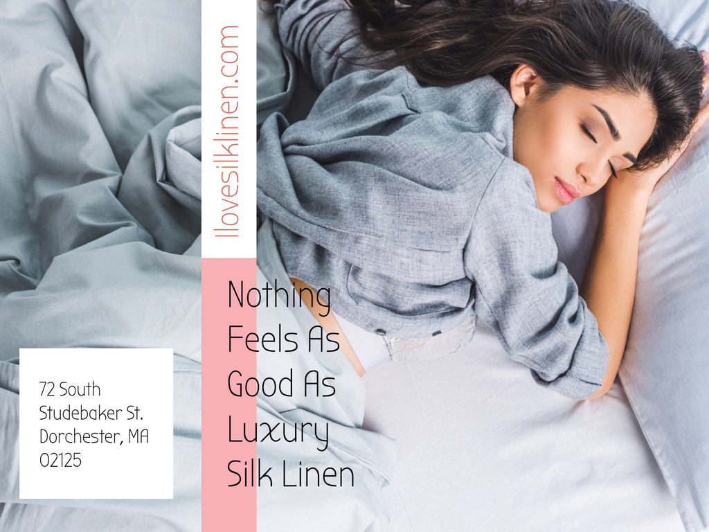 Luxury Silk Linen with Tender Sleeping Woman Poster 18x24in Horizontal Design Template