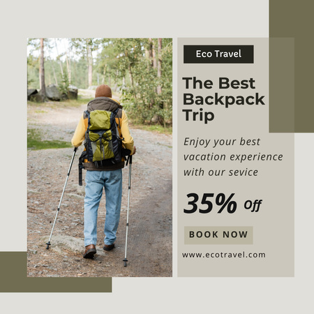 Inspiration for Backpack Trip with Walking Tourist Instagram Design Template