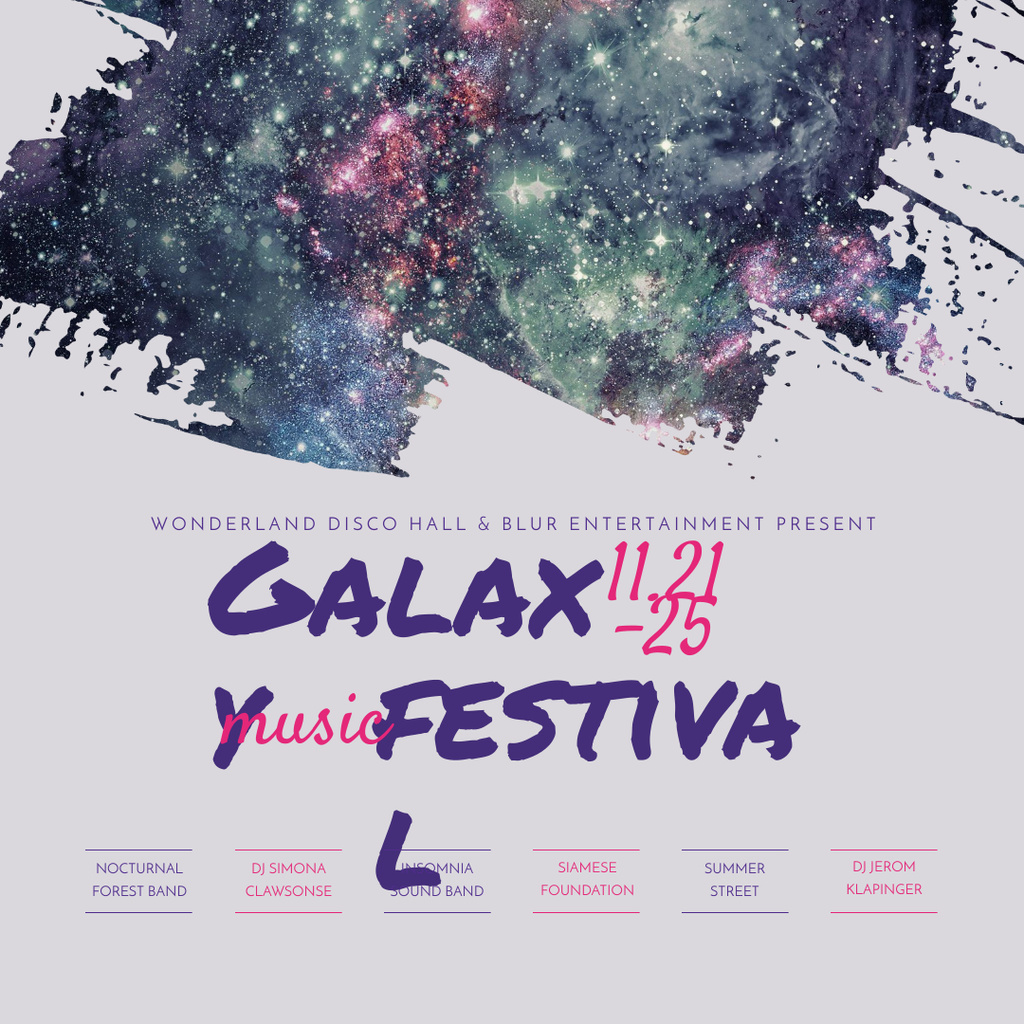 Galaxy Music Festival Announcement Instagram AD Tasarım Şablonu
