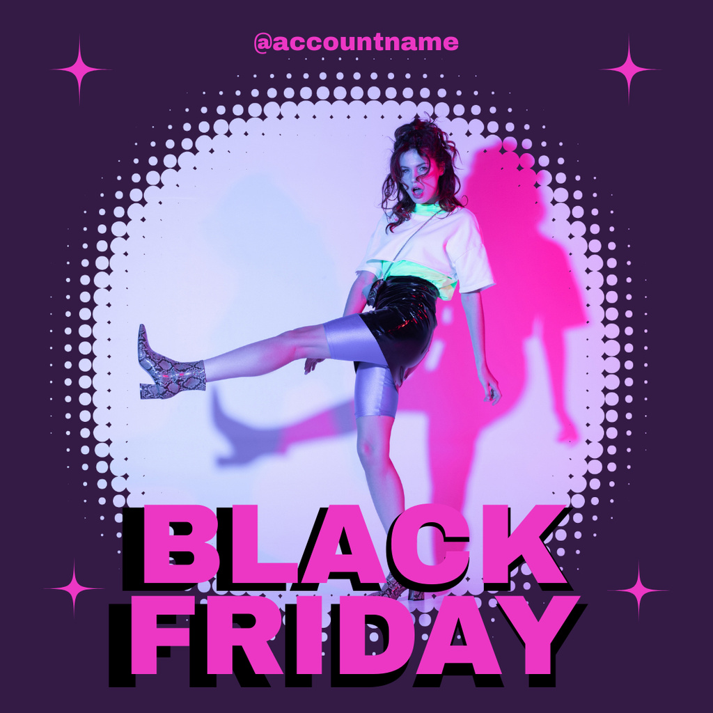 Platilla de diseño Black Friday Announcement With Neon Colors Instagram
