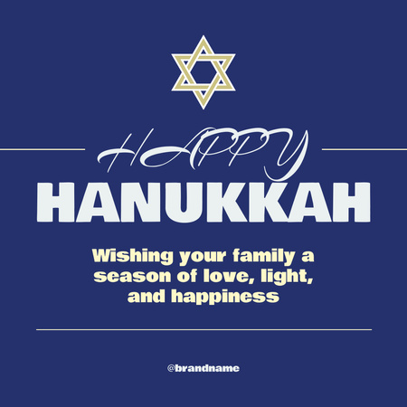 Modèle de visuel Envoi du bonheur et des salutations de Hanukkah en bleu - Instagram