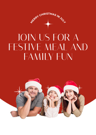 Invitation to Christmas Family Party with Delicious Meal Flayer Design Template