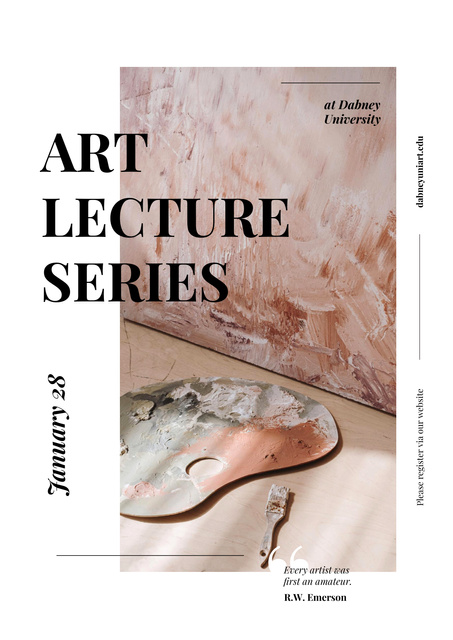 Ontwerpsjabloon van Poster van Art Lectures Announcement with Colorful Paint Pattern
