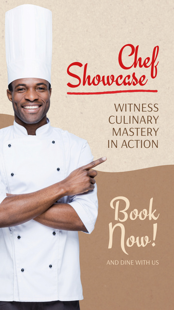 Chef Showcase In Fast Restaurant With Booking Instagram Video Story tervezősablon