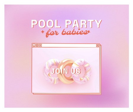 Template di design festa in piscina per bambini invito con anelli gonfiabili Facebook