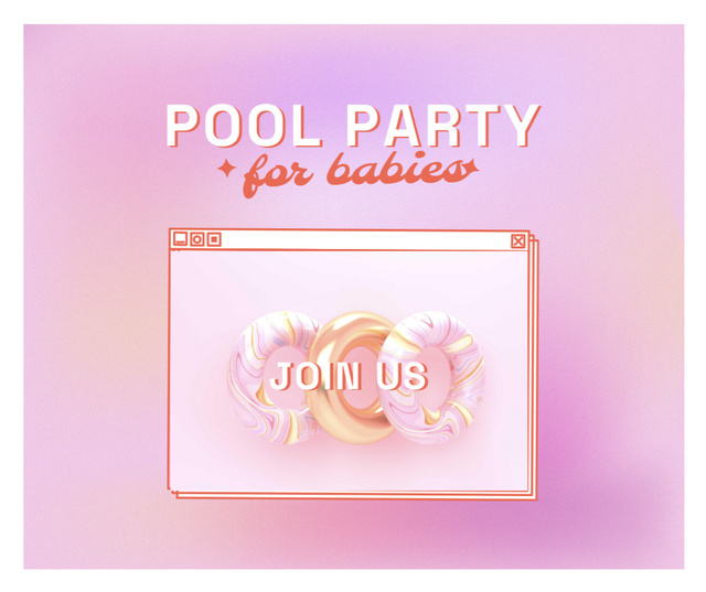 Ontwerpsjabloon van Facebook van Pool Party for Babies Invitation with Inflatable Rings