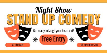 Stand-up Komedi Gecesi Gösterisi Reklamı Twitter Tasarım Şablonu