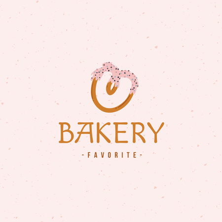 Bakery Ad with Yummy Pretzel Logo 1080x1080pxデザインテンプレート