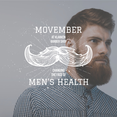 Man with Mustache and Beard for Movember Instagram AD Design Template