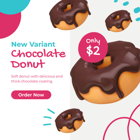 Reklama na příchuť New Chocolate Donut Flat Instagram Šablona návrhu