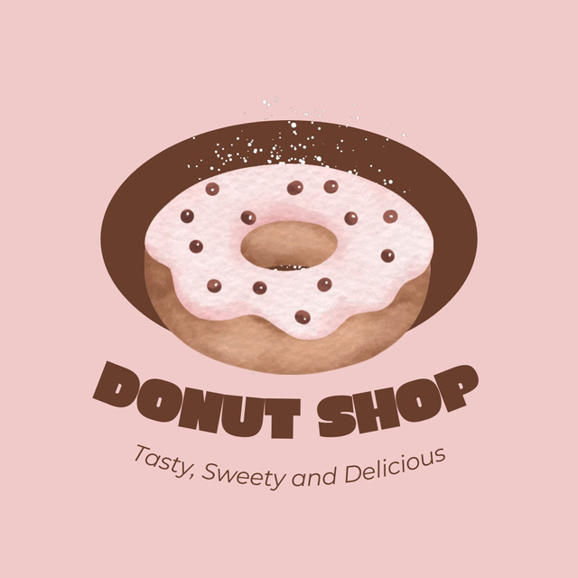 Tasty Sweet and Delicious Treats Offer from Doughnut Shop Animated Logo Design Template