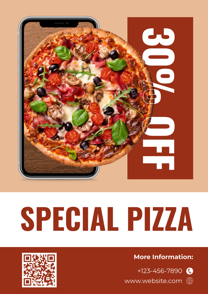 Discount Offer for Special Basil Pizza Posterデザインテンプレート