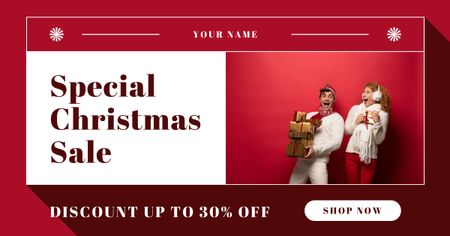 Special Christmas Sale of Gifts Red Facebook AD Design Template