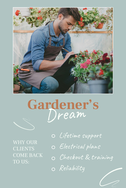 Ontwerpsjabloon van Pinterest van Gardener Services Offer