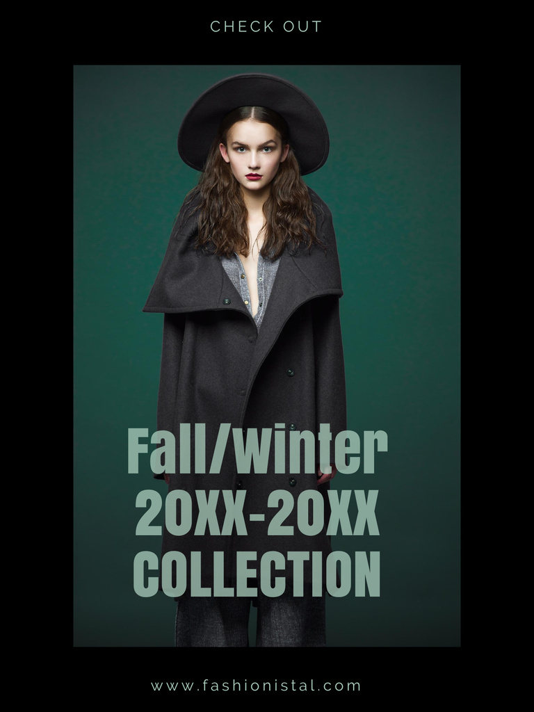 Fashion Seasonal Collection Ad on Green Poster US Design Template