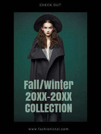Designvorlage Werbung für die saisonale Modekollektion auf Grün für Poster US