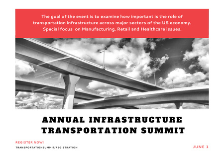 Plantilla de diseño de Anuncio del evento de la cumbre anual de transporte de infraestructura Poster A2 Horizontal 