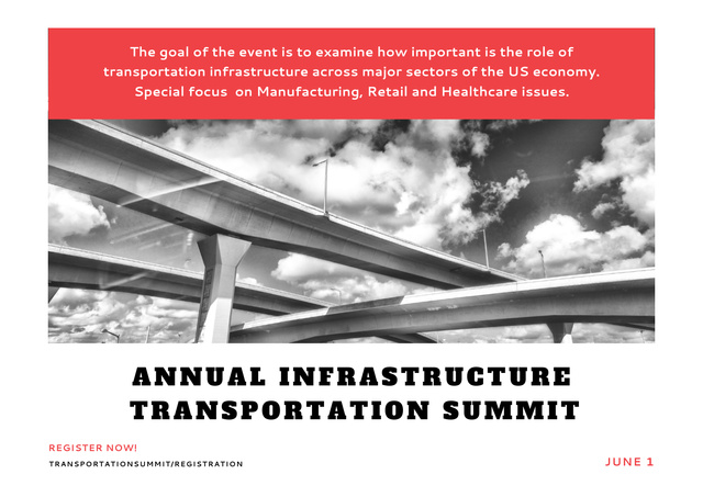 Plantilla de diseño de Annual Infrastructure Transportation Summit Event Announcement Poster A2 Horizontal 