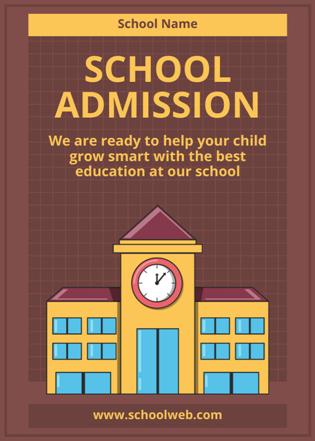Admission Announcement with Illustration of School Flayer – шаблон для дизайну