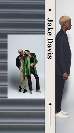 Modèle de visuel Annonce de mode avec un couple élégant en tenue noire - Instagram Video Story