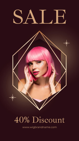Discount Offer Ad with Pink-Haired Woman Instagram Story Πρότυπο σχεδίασης