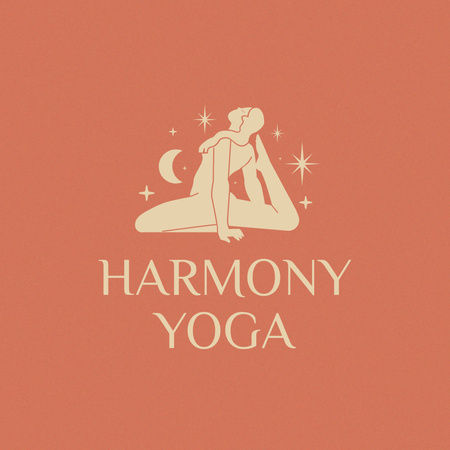 Yoga Classes Ad with Woman Meditating Logo Design Template