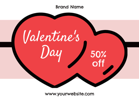 Platilla de diseño Valentine's Day Discount Offer with Red Hearts Card