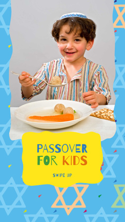 Plantilla de diseño de Passover Holiday with Cute Jewish Kid Instagram Story 