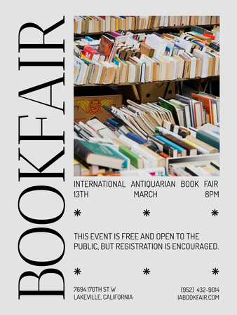 Book Fair Announcement Poster US Modelo de Design