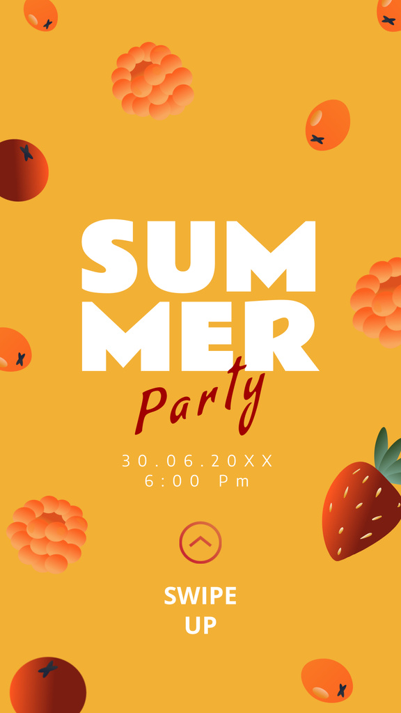 Summer Party Announcement with Raspberries and Strawberries Instagram Story Design Template