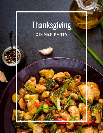 Roasted Turkey for Thanksgiving Dinner Party Flyer 8.5x11in Šablona návrhu