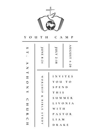 Youth religion camp Promotion in white Poster US Design Template