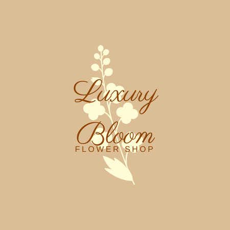 Flower Shop Emblem in Brown Logo 1080x1080pxデザインテンプレート