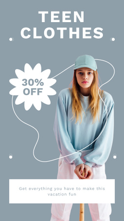 Casual Clothes For Teens With Discount Instagram Story Design Template