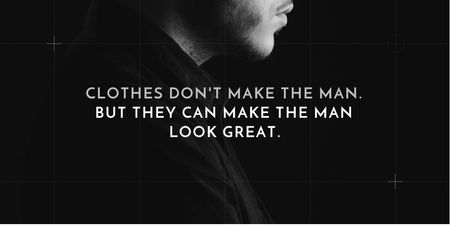 Fashion Quote with Businessman Wearing Suit Twitter Design Template