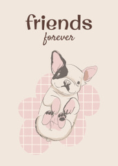 Funny Puppy In Beige With Friendship Phrase