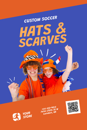 Soccer Hats and Scarves Sale Offer Flyer 4x6in Design Template