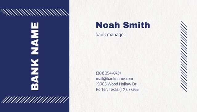 Ontwerpsjabloon van Business Card US van Bank Manager Visiting Card